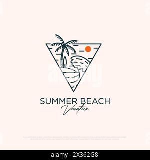 Minimalistischer Sommer Strand Logo Design Vektor ideal für Reisebüro Logo Designs Inspiration Stock Vektor