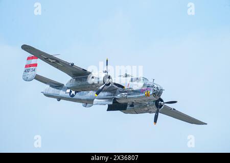 Sanford, Florida, USA, 21. April 2024, B-25 Bomber 'Panchito' während der Orlando Air Show 2024 auf dem Orlando, Sanford International Airport. (Foto Stockfoto