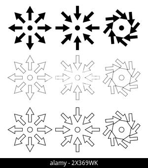 Pfeilsymbol nach innen nach außen Navigationspunkt. Stock Vektor