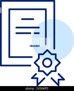Diplom mit Band. Hochschulabschluss für beruflichen Erfolg. Symbol für Pixelperfekte, bearbeitbare Kontur Stock Vektor