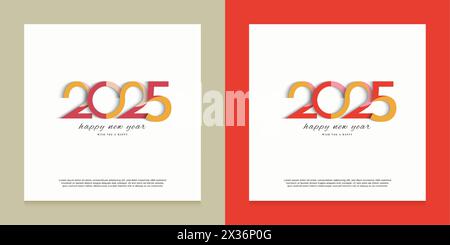 Sammlung von Logonummern für das neue Jahr 2025. Happy New Year 2025 Konzept für Kalender, Poster und Bucheinbände. Neujahrsfeier 2025. Stock Vektor