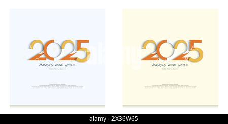 Frohes neues Jahr 2025. Mit Abbildungen von farbigen Ausschnittzahlen. Hochwertiges Vektordesign für Poster, Banner, Flyer. Stock Vektor