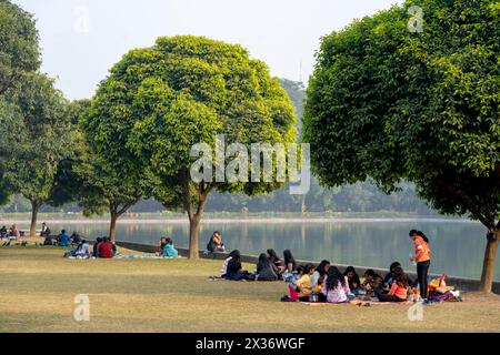 Indien, Westbengalen, Kalkutta, Victoria Memorial Eastern Pond Stockfoto