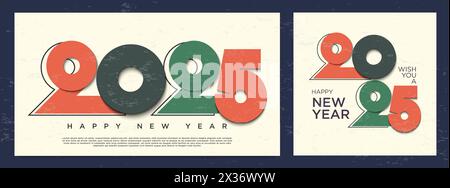 Design-Konzept für Typografie-Nummern 2025. „Happy New Year 2025“-Logo. Begrüßungskonzept für das Neujahrsfest 2025. Stock Vektor