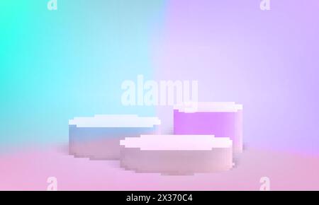 Podiumszene oder Säulenständer für minimalen pastellfarbenen Hintergrund. Vektor runder Podiumständer für Studio 3D-Rendering Stock Vektor