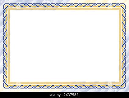 Horizontaler Rahmen und Rahmen mit Farben der Barbados-Flagge, Vorlagenelemente für Ihr Zeugnis und Ihren Abschluss. Vektor. Stock Vektor