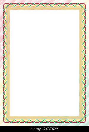 Vertikaler Rahmen und Rahmen mit Farben der Guinea-Bissau-Flagge, Vorlagenelemente für Ihr Zeugnis und Ihren Abschluss. Vektor. Stock Vektor