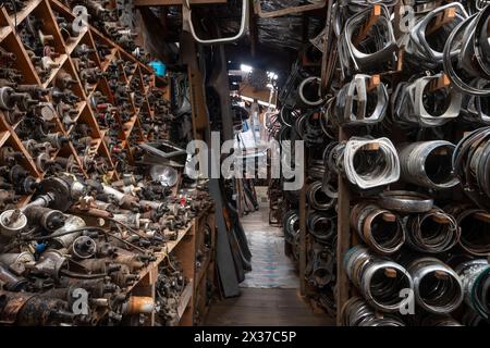 Schrottplatz „Crash Palace“, Horopito, Waimarino, Nordinsel, Neuseeland Stockfoto