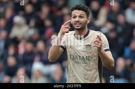 Lorient, Frankreich. April 2024. Goncalo Ramos von PSG während des Fußballspiels der französischen Meisterschaft Ligue 1 zwischen dem FC Lorient und Paris Saint-Germain (PSG) am 24. April 2024 im Stade du Moustoir in Lorient, Frankreich - Foto Jean Catuffe/DPPI Credit: DPPI Media/Alamy Live News Stockfoto