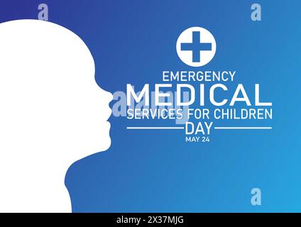 Notfallmedizin für Kinder Tagestapete mit Formen und Typografie, Banner, Karte, Poster, Vorlage. Stock Vektor