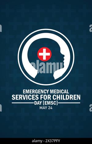 Notfall medizinische Dienste für Kinder Tag (EMSC) Mobile Hintergrundbild mit Formen und Typografie, Banner, Karte, Poster, Vorlage. Stock Vektor