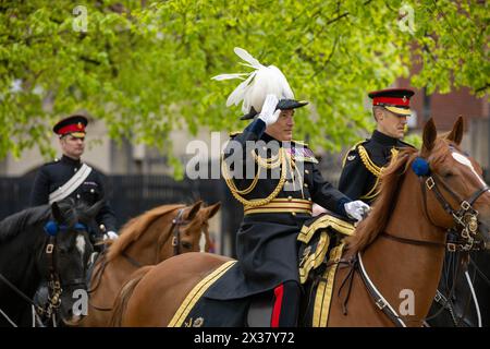 London, Großbritannien. April 2024. Household Cavalry Major General's Review Hyde Park London UK Credit: Ian Davidson/Alamy Live News Stockfoto