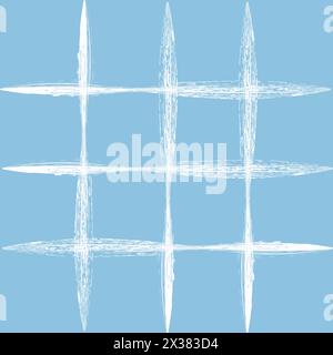 Vektor handgezeichneter Pinsel strukturiertes kariertes Muster. Trockene Farbkreide geometrische, einfache Textur. Kreuzungslinien. Abstraktes, niedliches, zartes Muster Stock Vektor