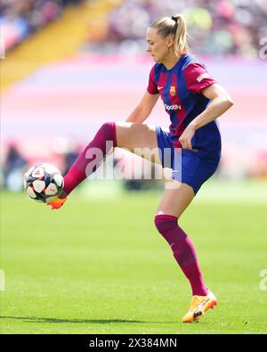 Barcelona, Spanien. April 2024. Fridolina Rolfo vom FC Barcelona während der UEFA Women's Champions League, Halbfinale, erstes Leg, zwischen FC Barcelona und Chelsea FC spielte am 20. April 2024 im Stadion der Luis Company in Barcelona, Spanien. (Foto: Bagu Blanco/PRESSINPHOTO) Credit: PRESSINPHOTO SPORTS AGENCY/Alamy Live News Stockfoto