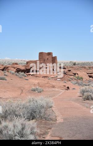 Flagstaff, AZ., USA 20.03.2024. Wupatki Ruinen des Wupatki National Monument. Erbaut um 1040 bis 1100 n. Chr. von den Sinagua. Stockfoto