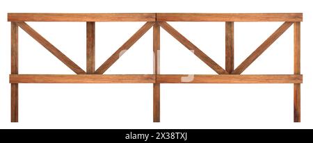 Zaun aus Holzdielen isoliert auf weiß Stockfoto