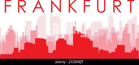 Rotes Poster mit Panoramablick über die Skyline von FRANKFURT, DEUTSCHLAND Stock Vektor