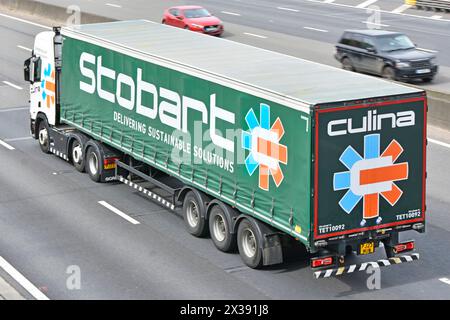 LKW-Lkw der Culina Group & Logo auf Vorhangauflieger Übernahme des Geschäftsbereichs Eddie Stobart unter der Muttergesellschaft der Müller Group auf der Autobahn M25 UK Stockfoto