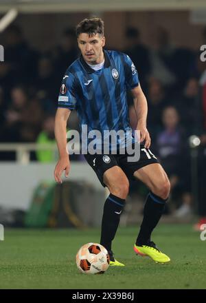 Bergamo, Italien. April 2024. Berat Djimsiti aus Atalanta während des Spiels der UEFA Europa League im Stadio di Bergamo, Bergamo. Der Bildnachweis sollte lauten: Jonathan Moscrop/Sportimage Credit: Sportimage Ltd/Alamy Live News Stockfoto