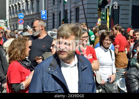 Pierfrancesco Majorino - Demokratische Partei in Mailand, Italien - 25. April 2024 nazi-faschistische Befreiungsparade Stockfoto