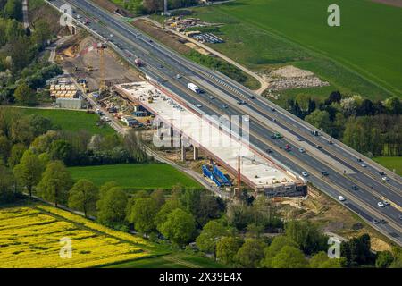 Luftbild, Baustelle mit Ersatzneubau Liedbachtalbrücke der Autobahn A1 nahe dem Autobahnkreuz Dortmund/Unna, Straßenverkehr Verkehrssituation, Massen, Unna, Ruhrgebiet, Nordrhein-Westfalen, Deutschland ACHTUNGxMINDESTHONORARx60xEURO *** Luftansicht, Baustelle mit Ersatz Liedbachtalbrücke der Autobahn A1 in der Nähe des Autobahnkreuzes Dortmund Unna, Straßenverkehrssituation, Massen, Unna, Ruhrgebiet, Nordrhein-Westfalen, Deutschland ATTENTIONxMINDESTHONORARx60xEURO Stockfoto