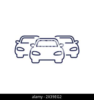 Fahrzeugflottensymbol, Linienvektor Stock Vektor
