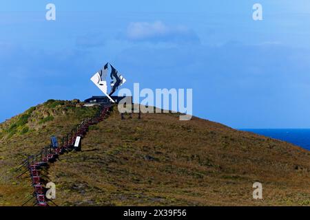 Cape Horn Monument. Diese Skulptur ist eine Hommage an die Seeleute, die bei dem Versuch umgekommen sind, Cape Horn zu erkunden. Stockfoto