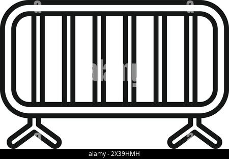 Bahnüberquerung Metallbarriere Symbol Umrissvektor. Schild STOP. Sicherheitskreuz Stock Vektor