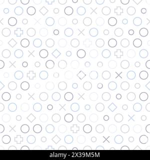 Moderne geometrische Formen farbenfrohes, lustiges Muster. Abstraktes minimales nahtloses Muster. Cooles, dynamisches Modedesign. Hellblau und hellgrau auf weiß Stock Vektor
