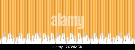 Realistischer Bleistiftrand. Zeichnen von Buntstiften in einer Linie Stock Vektor