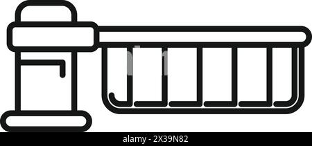 Metallbahn, die Barriere überquert, Symbol Umrissvektor. Kontrolldurchlauf. Sicherheitswarnung Stock Vektor