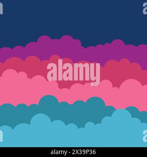 Zeichentrickhimmel Hintergrund mit Wolken. Hintergrund mit quadratischem Inhalt farbenfroher Himmel. Stock Vektor