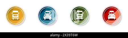 Traktor aus der Sammlung der vorderen Symbole. Set stilvoller Knöpfe mit Transport. Modernes Transportlogo. LKW-Liefersymbole gesetzt. Vektorabbildung. Stock Vektor