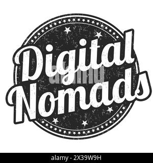 Digitale Nomaden Grunge Gummistempel auf weiß, Vektor-Illustration Stock Vektor