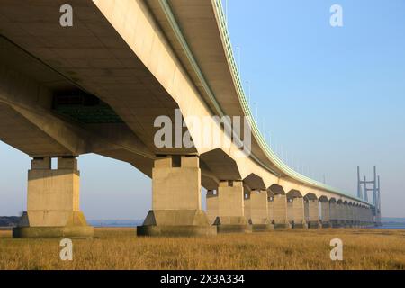 Second Severn Crossing (Prince of Wales Bridge oder Pont Tywysog Cymru seit 2018) ist die M4-Brücke über den Severn zwischen England und Wales Stockfoto