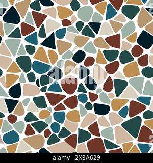 Künstlerische Interpretation der nahtlosen Terrazzo-Textur mit mehrfarbigen abstrakten Formen. Stock Vektor