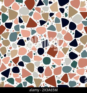 Künstlerische Interpretation der nahtlosen Terrazzo-Textur mit mehrfarbigen abstrakten Formen. Stock Vektor