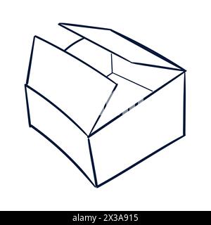 Pappschachtel Scribble Line. Hand Gezeichnete Karton Box Scribble Doodle Vektor. Doodle Pappschachtel Zeichnung. Stock Vektor