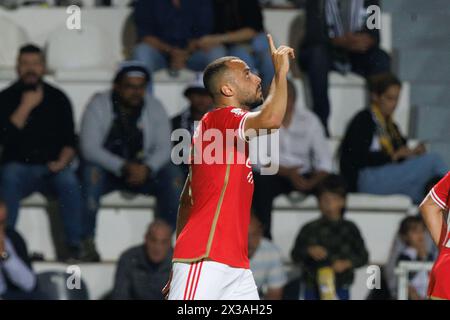 Arthur Cabral feiert, nachdem er während des Liga Portugal-Spiels zwischen dem SC Farense und SL Benfica, Estadio de Sao Luis, Faro, Portugal, ein Tor erzielte. (Maciej Stockfoto