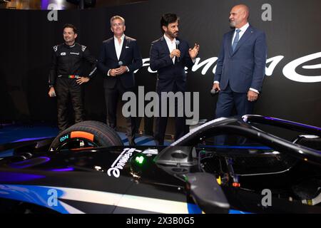 Bruno Correia, Safety Car Driver, Portrait, AGAG Alejandro (Spa) CEO der Formel E Holding, Portrait, BEN SULAYEM Mohammed (vae), Präsident der FIA, Portrait, DODDS Jeff, Chief Executive Officer - Formel E, Portrait, GEN3 Evo enthüllt während des Monaco ePrix 2024, 6. Sitzung der ABB FIA Formel E Weltmeisterschaft 2023-24 auf dem Circuit de Monaco vom 25. bis 27. April 2024 in Monaco Stockfoto