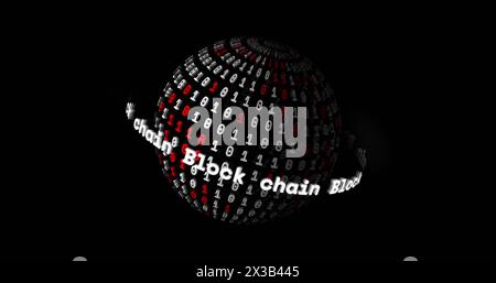 Bild der Datenverarbeitung für binäre Codierung über den Globus Stockfoto