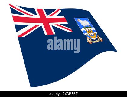 Falklandinseln schwenkende Flagge mit Beschneidungspfad Stockfoto