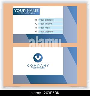Weiße und blaue moderne Visitenkarte Stock Vektor