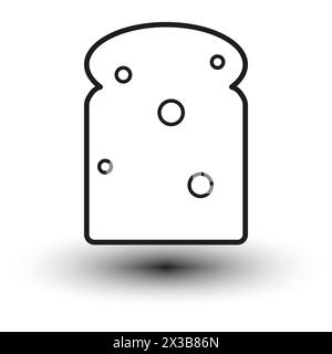 Symbol für geschnittenes Brot. Schwarzweiß-Konturstil. Symbol für Küchenartikel. Minimalistisches Designelement. Vektorabbildung. EPS 10. Stock Vektor