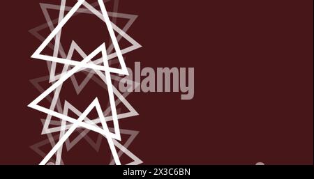 Bild von mehreren weißen Dreiecken, die sich auf einer nahtlosen Schleife über braunem Hintergrund drehen Stockfoto