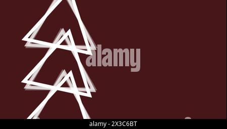 Bild von mehreren weißen Dreiecken, die sich auf einer nahtlosen Schleife über braunem Hintergrund drehen Stockfoto