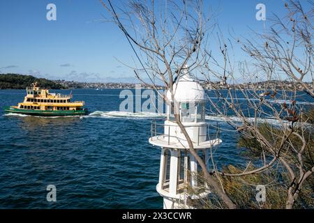 Leuchtturm von Robertson Point (auch bekannt als Leuchtturm von Cremorne Point) auf der Landzunge von Cremorne Point, Sydney Lower North Shore, NSW, Australien, 2024 Stockfoto