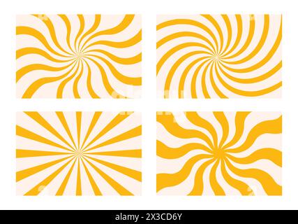 Alte, groovige Hintergründe. Hippie-Hintergrund mit geschwungenen Streifen. Y2K-Ästhetik. Retro-psychedelische Vektorillustration. Abstrakte Muster mit Stock Vektor