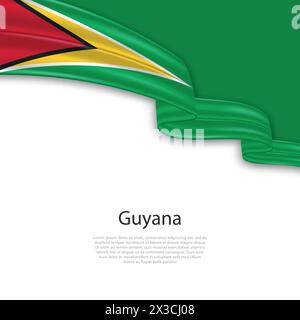 Schwebendes Band mit der Flagge von Guyana. Vorlage für Poster zum Unabhängigkeitstag Stock Vektor