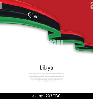 Schwebendes Band mit der Flagge Libyens. Vorlage für Poster zum Unabhängigkeitstag Stock Vektor